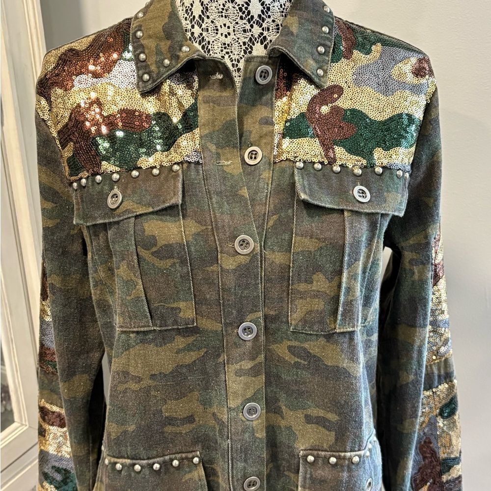 Miss Me Camouflage Sequin Jean Jacket - Picture 13 of 16
